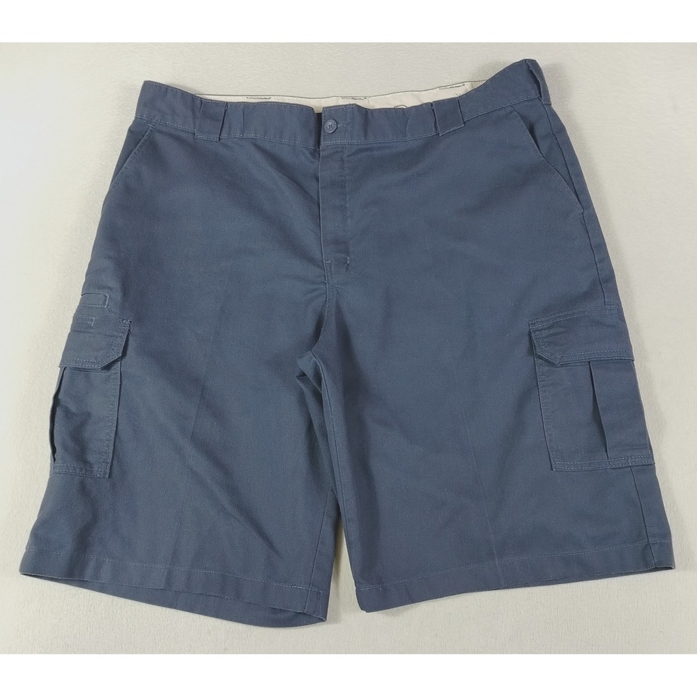 Dickies Cargo Shorts Mens 42 Blue Flex Canvas Relaxed Fit Stretch Workwear